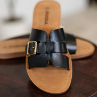 Torvi Black Slip on Sandals