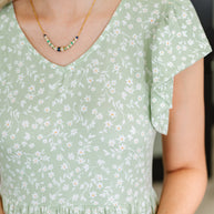 Twirl Me Softly Flutter Sleeve Dress in Sage
