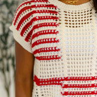 Vibes Don't Lie Net Tee Red Striped