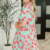 Wildflower Waltz Gathered Tier Dress in Mint