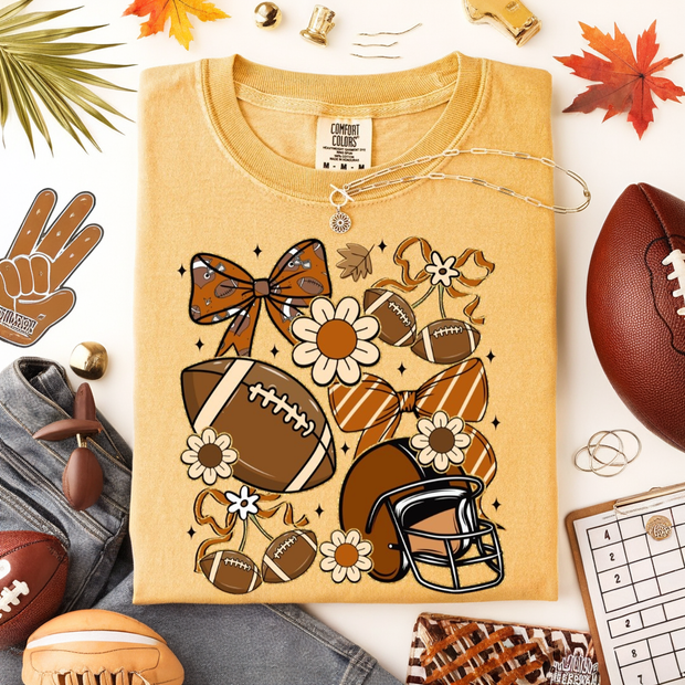 Floral Football Collage Graphic Tee