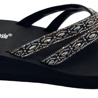 Amita Rhinestone Sandals in Pewter