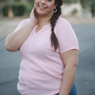 Stitched in Pink Short Sleeve Top