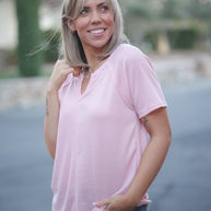 Stitched in Pink Short Sleeve Top