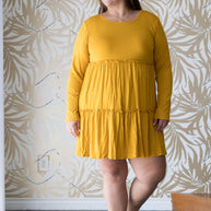 Tiered Decadence Mustard Dress