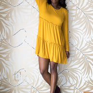 Tiered Decadence Mustard Dress
