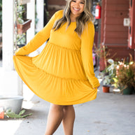 Tiered Decadence Mustard Dress