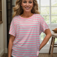 Bubblegum Stripes Twist Back Tee