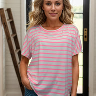 Bubblegum Stripes Twist Back Tee