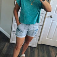 rts: washed cotton mid crop tee zenana