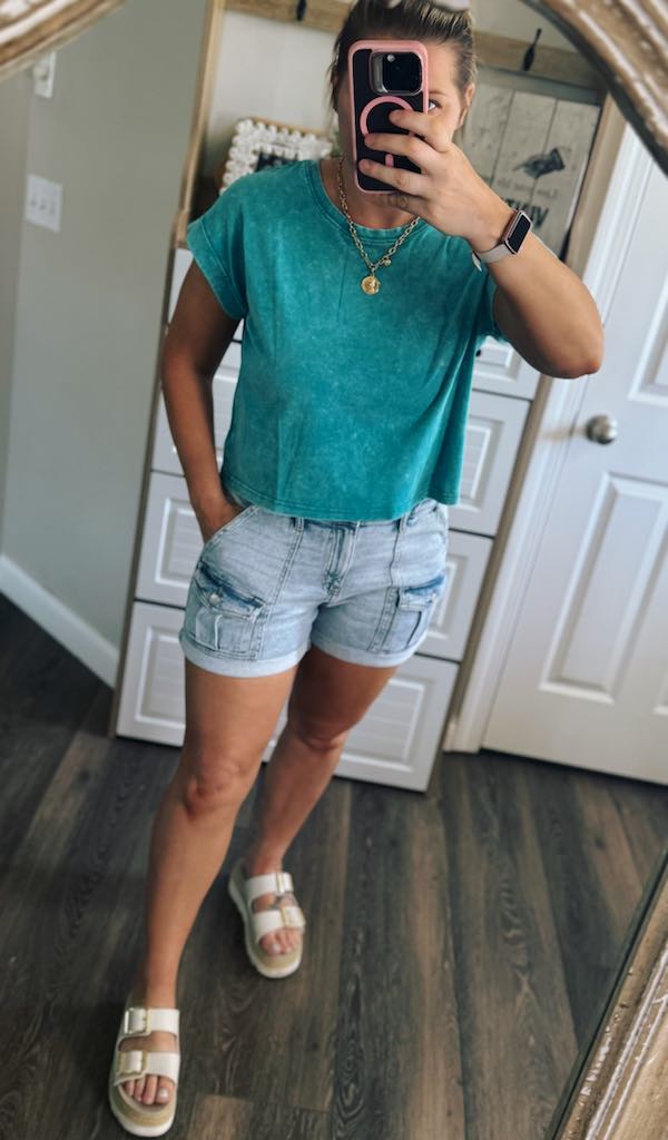 rts: washed cotton mid crop tee zenana