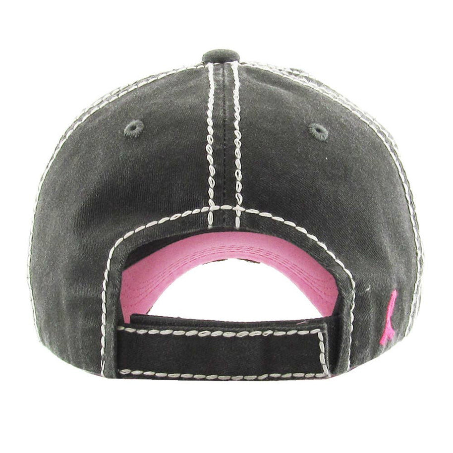 This Is My Fight Hat Message Pink Ribbon Accented Vintage Baseball Cap