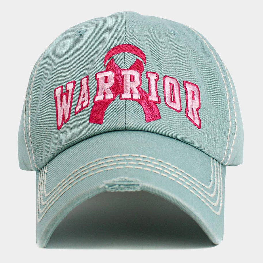 Pink Ribbon WARRIOR Embroidered Vintage Baseball Cap