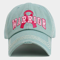 Pink Ribbon WARRIOR Embroidered Vintage Baseball Cap