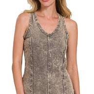 RTS: Zenana CRINKLE WASHED /TERRY RAW EDGE Tank