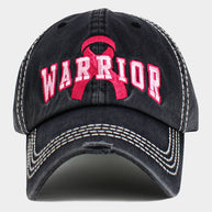 Pink Ribbon WARRIOR Embroidered Vintage Baseball Cap