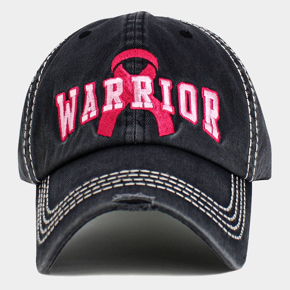 Pink Ribbon WARRIOR Embroidered Vintage Baseball Cap