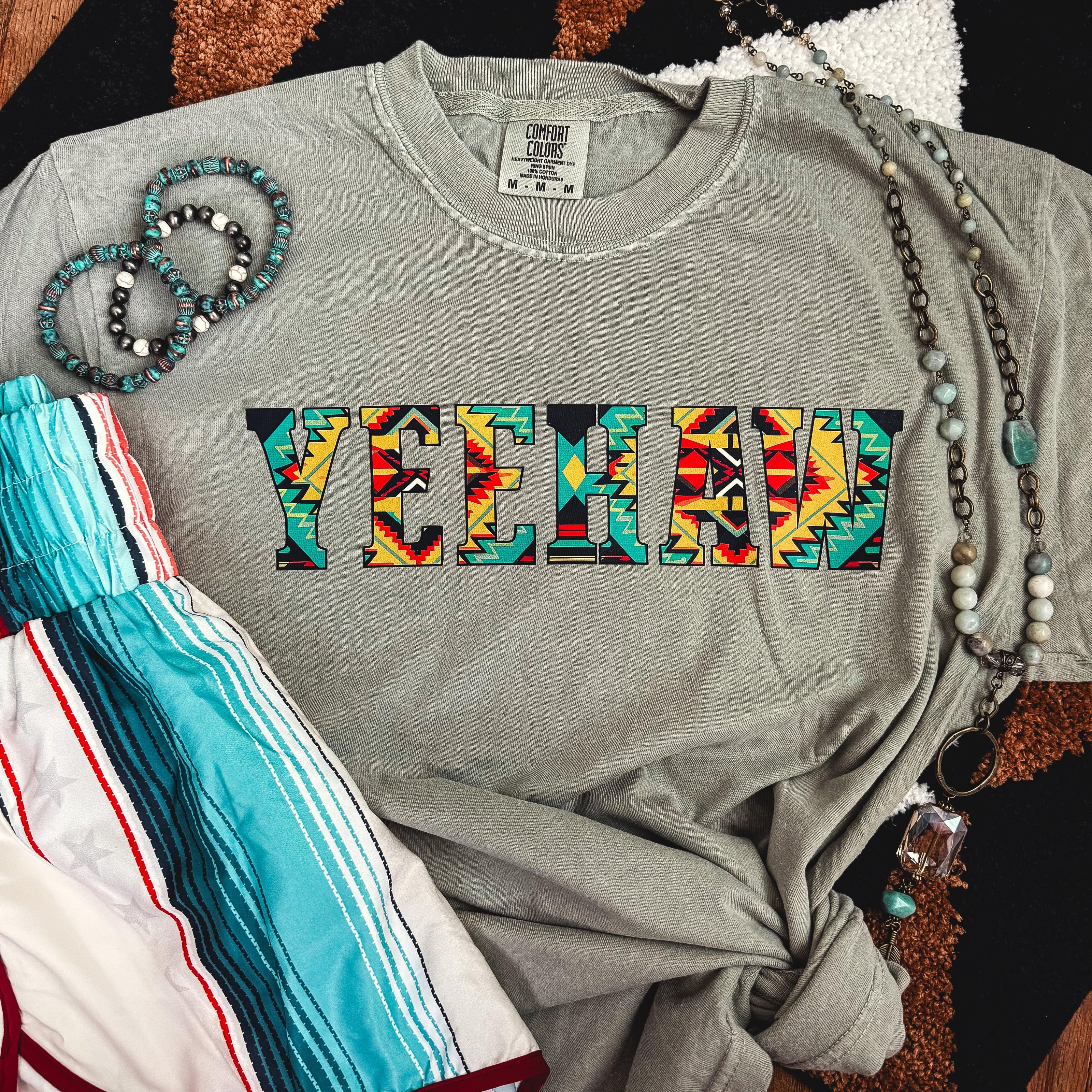 FestiviTees Women - Apparel - Shirts - T-Shirts Bold Aztec Yeehaw Soft Graphic Tee