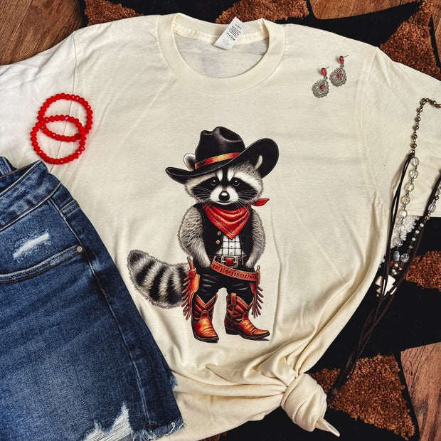 FestiviTees Women - Apparel - Shirts - T-Shirts Cowboy Raccoon Bandit Soft Graphic Tee