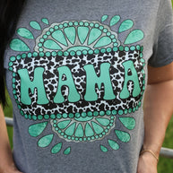 FestiviTees Women - Apparel - Shirts - T-Shirts Cowprint Turquoise Mama Soft Graphic Tee