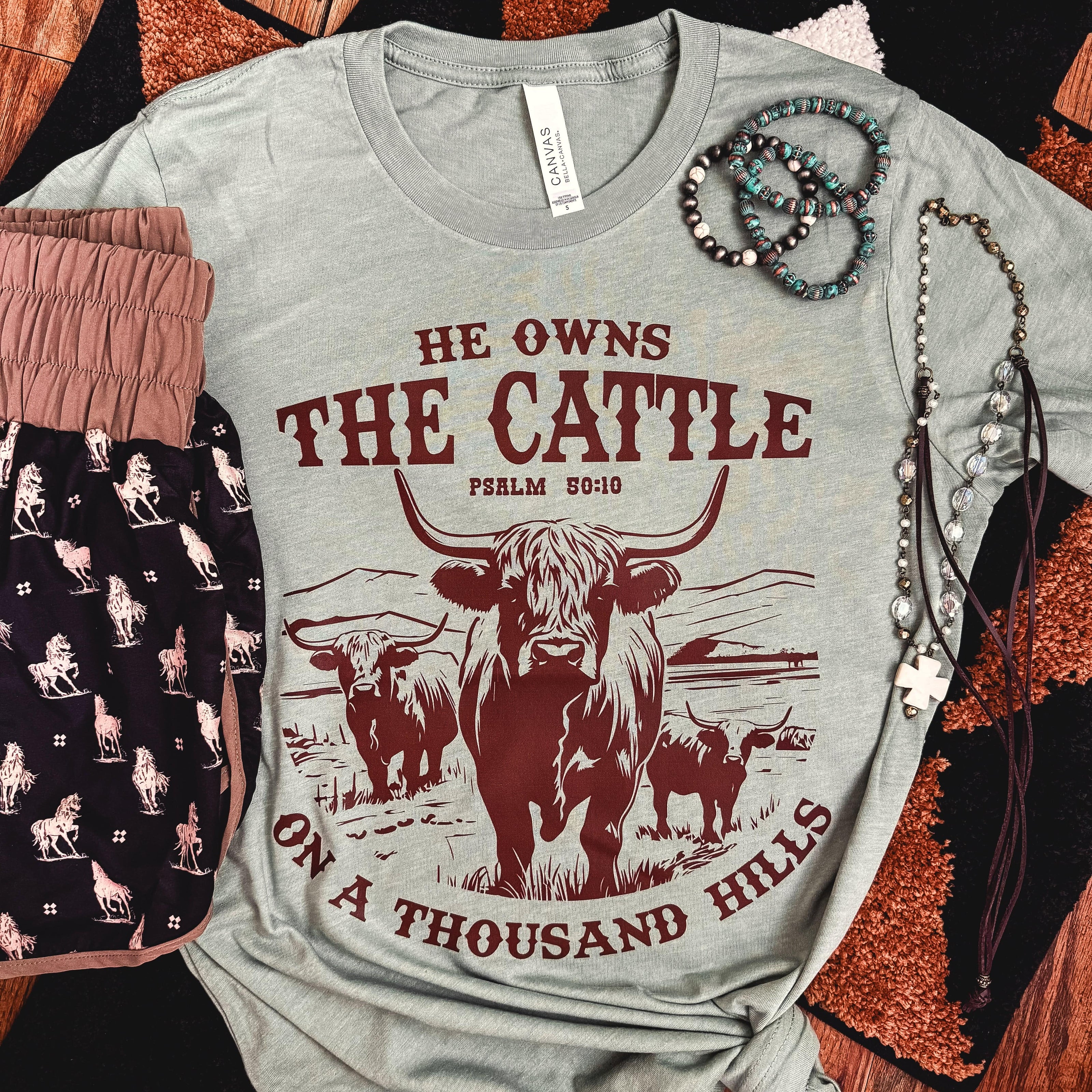 FestiviTees Women - Apparel - Shirts - T-Shirts He Owns the Cattle Psalm 50:10 Soft Graphic Tee