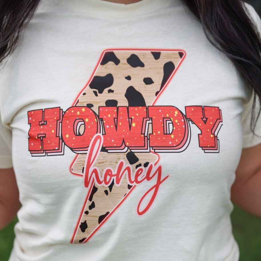 FestiviTees Women - Apparel - Shirts - T-Shirts Howdy Honey Lightning Bolt Soft Graphic Tee