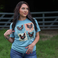 FestiviTees Women - Apparel - Shirts - T-Shirts Patriotic Chicken Patchwork Soft Graphic Tee