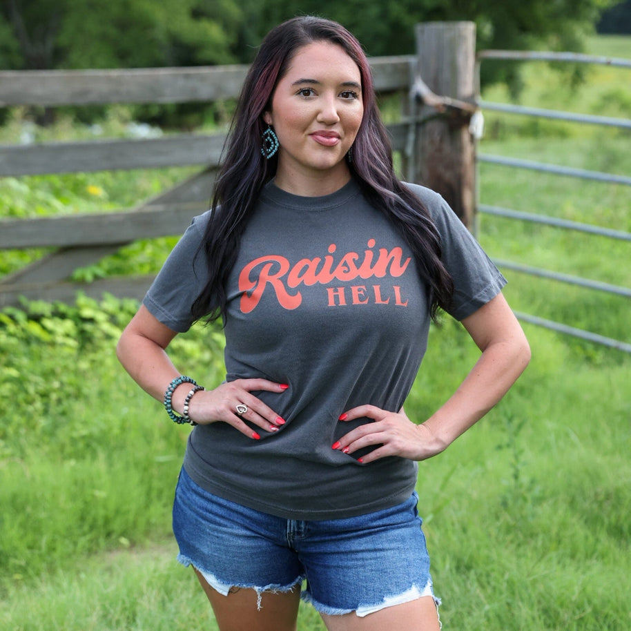FestiviTees Women - Apparel - Shirts - T-Shirts Raisin’ Hell Retro Red Script Tee Soft Graphic Tee