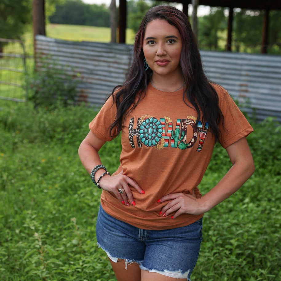 FestiviTees Women - Apparel - Shirts - T-Shirts Turquoise Serape Howdy Soft Graphic Tee