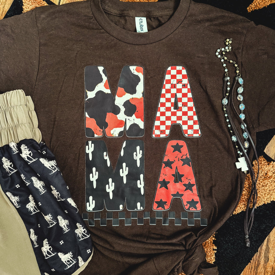 FestiviTees Women - Apparel - Shirts - T-Shirts Western Mama Block Letter Tee Soft Graphic Tee