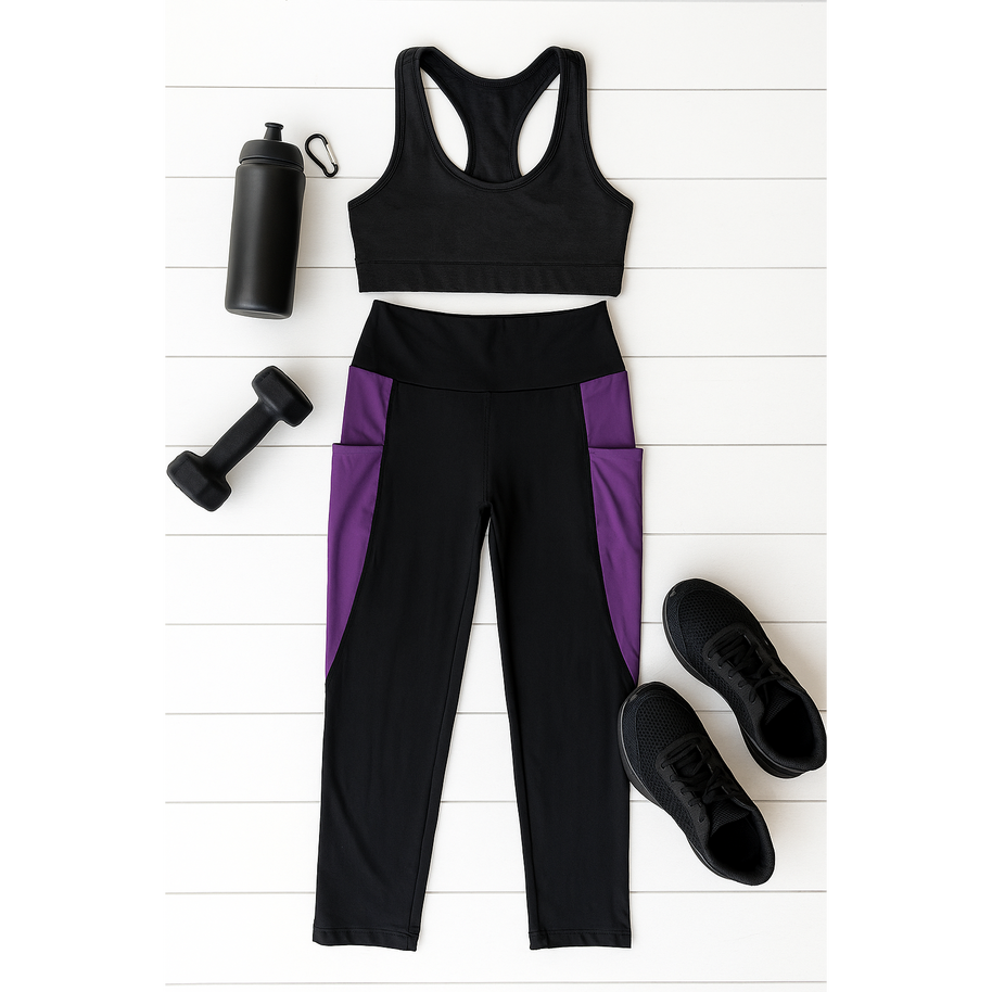 PreOrder | The Presley - Purple Panel Full Length Leggings ROUND 2