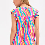 Dear Scarlett Lizzy Flutter Sleeve Top in Multi