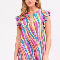 Dear Scarlett Lizzy Flutter Sleeve Top in Multi