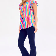 Dear Scarlett Lizzy Flutter Sleeve Top in Multi