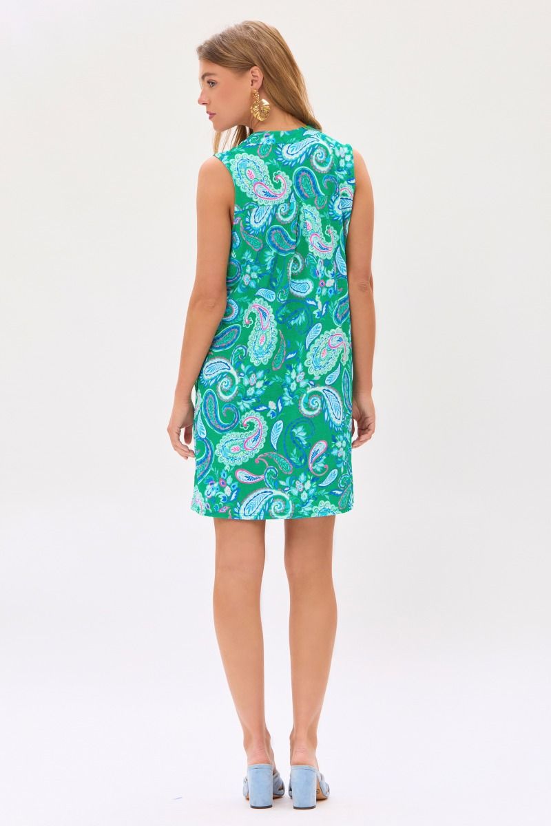 Dear Scarlett Lizzy Tank Dress in Emerald/Blue