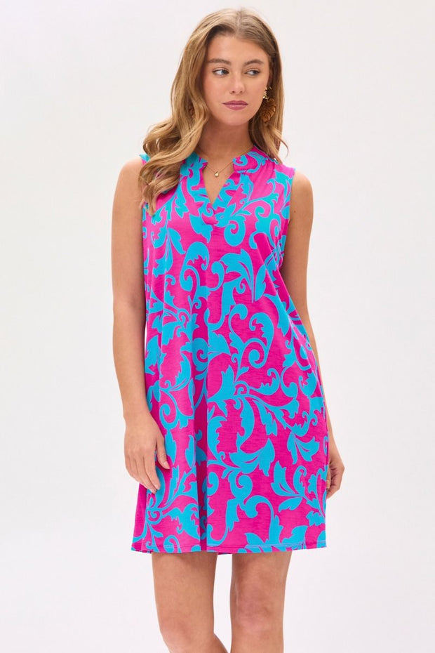 Dear Scarlett Lizzy Tank Dress in Magenta Teal
