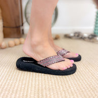 Tia Rhinestone Sandal in Fuschia